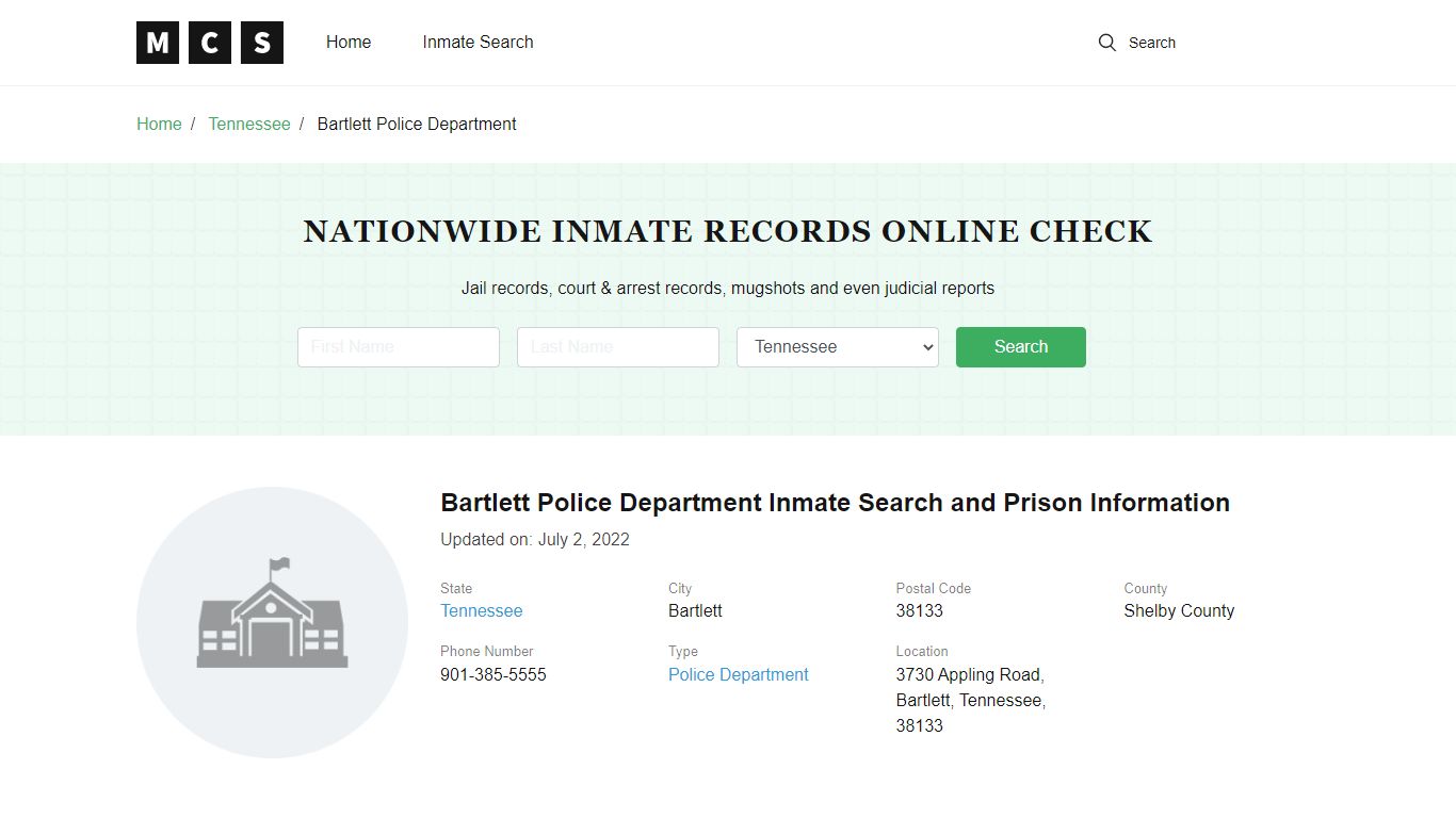 Bartlett, TN Police and Jail Records - madisoncounty-sheriff.com